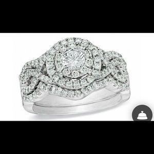 Diamond wedding set 14k white gold
